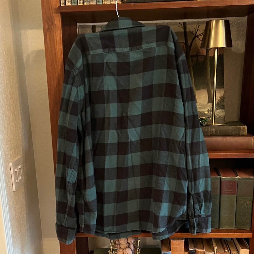 American Eagle Outfitters Black & Teal Plaid Shirt Jacket - Picture 4 of 7
